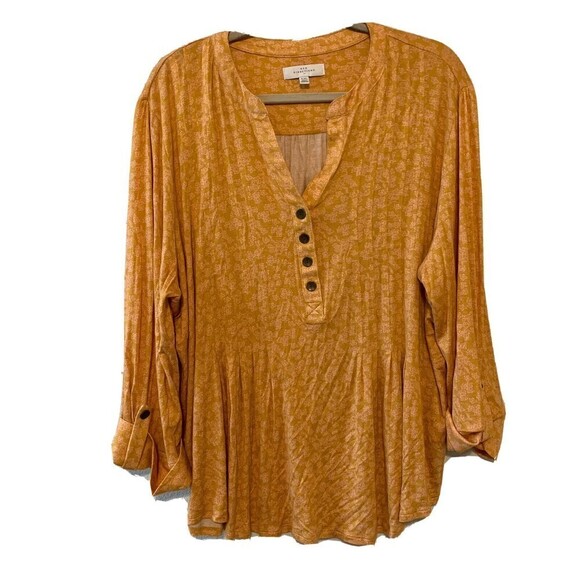 New Directions Women Plus Size XXL Yellow Multicolor Floral Print Stretch Blouse - Picture 1 of 6